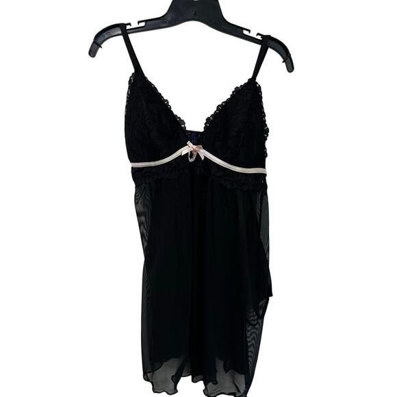 Rachel Rachel Roy Lingerie Set Black Babydoll Teddy + G-String XL NWOT - Picture 1 of 9